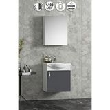 ÖZCEDEN Yıldız 45 cm Beyaz-Antrasit Gri Mat MDF Seramik Lavabolu Asma Banyo Alt Dolabı