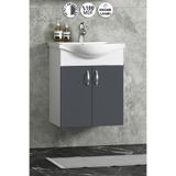 ÖZCEDEN Yıldız 50 cm Antrasit Gri MDF Seramik Lavabolu Asma Alt Banyo Dolabı