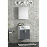 Özceden Yıldız 50 cm Antrasit Gri Mdf Seramik Lavabolu Asma Banyo Dolabı Takım - Beyaz - Antrasit - Gri