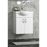 Özceden Yıldız 50 cm Beyaz Mdf Seramik Lavabolu Asma Alt Banyo Dolabı