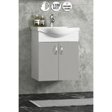 ÖZCEDEN Yıldız 50 cm Sis Gri MDF Seramik Lavabolu Asma Alt Banyo Dolabı