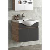 Özceden Yıldız 55 cm Antrasit Gri Mat-Atlantik Çam Mdf Seramik Lavabolu Asma Banyo Alt Dolabı - Antrasit - Atlantik Çam
