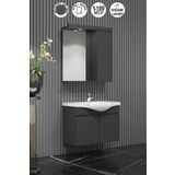 Özceden Yıldız 55 CM Antrasit Gri Mat MDF Seramik Lavabolu Asma Banyo Dolabı Takımı