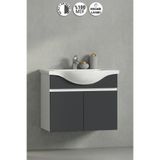 ÖZCEDEN Yıldız 55 cm Beyaz- Antrasit Gri Mat MDF Seramik Lavabolu Asma Banyo Alt Dolabı