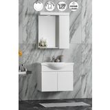 Özceden Yıldız 55 cm Beyaz Mdf Seramik Lavabolu Asma Banyo Dolabı Takımı