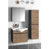 ÖZCEDEN Yıldız 55+35 cm Antrasit Gri Mat-Atlantik Çam MDF Seramik Lavabolu Asma Banyo Dolabı Takımı