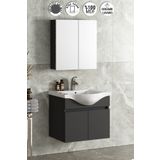 Özceden Yıldız 65 cm Antrasit Gri Mat Mdf Seramik Lavabolu Asma Banyo Dolabı Takımı