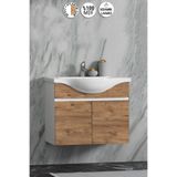 ÖZCEDEN Yıldız 65 cm Beyaz-Atlantik Çam MDF Seramik Lavabolu Asma Banyo Alt Dolabı