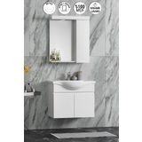 Özceden Yıldız 65 cm Beyaz Mdf Seramik Lavabolu Asma Banyo Dolabı Takımı