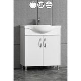 ÖZCEDEN Yıldız 65 cm Beyaz MDF Seramik Lavabolu Ayaklı Banyo Alt Dolabı