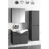 Özceden Yıldız 65+35 cm Antrasit Gri Mat Mdf Seramik Lavabolu Asma Banyo Dolabı Takımı