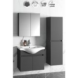 Özceden Yıldız 65+35 cm Antrasit Gri Mat Mdf Seramik Lavabolu Sepetli Asma Banyo Dolabı Takımı