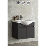Özceden Yıldız 65CM Komple Antrasit Gri Mat Renkli Mdf Alt Dolap ve Lavabo Taşı
