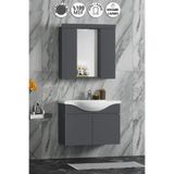 ÖZCEDEN Yıldız 75 cm Antrasit Gri Mat MDF Seramik Lavabolu Asma Banyo Dolabı Takımı