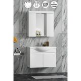 Özceden Yıldız 75 cm Beyaz Mdf Seramik Lavabolu Asma Banyo Dolabı Takımı