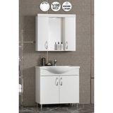 ÖZCEDEN Yıldız 75 cm Beyaz MDF Seramik Lavabolu Ayaklı Banyo Dolabı Takımı