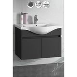 Özceden Yıldız 80 cm Antrasit Gri Mat Mdf Seramik Lavabolu Asma Banyo Alt Dolabı - Antrasit - Gri