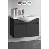 ÖZCEDEN Yıldız 80 cm Antrasit Gri Mat MDF Seramik Lavabolu Asma Banyo Alt Dolabı