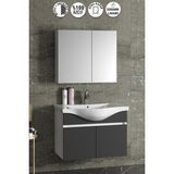 ÖZCEDEN Yıldız 80 cm Beyaz-Antrasit Gri Mat MDF Seramik Lavabolu Asma Banyo Dolabı Takımı