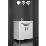 ÖZCEDEN Yıldız 80 cm Beyaz MDF Seramik Lavabolu Ayaklı Banyo Alt Dolabı