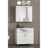 ÖZCEDEN Yıldız 80 cm Beyaz MDF Seramik Lavabolu Ayaklı Banyo Dolabı Takımı
