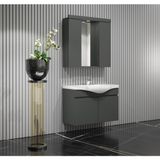 Özceden Yıldız Banyo Dolabı 80 cm Komple Antrasit Gri Mat