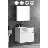 ÖZCEDEN Yıldız Dıştan 65 Cm Beyaz Mdf Seramik Lavabolu Asma Banyo Dolabı Takımı