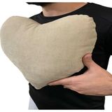 Ozclife Kalp Yastığı Pamuklu Boncuk Elyaf - 33 x 34 cm - Bej