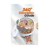 Ozcmax 360° Dönebilen Kuru Gıda ve Bakliyat Organizeri 6 Bölmeli Hava Geçirmez Saklama Kabı 6 Lt