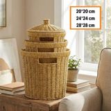 Ozcmax 3’lü Iç Içe Geçebilen Büyük Plastik Rattan Hasır Sepet Seti-Dayanıklı Çok Amaaçlı Ev,banyo ve Mutfak Düzenleyici