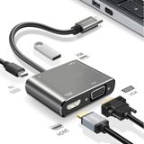 Ozcmax 4’ü 1 Arada Type-C To Hub Dönüştürücü Adaptör – 4K Ultra Hd HDMI & VGA Görüntü Aktarımı, Pd Hızlı Şarj Destekli, Usbb Çoklayıcı