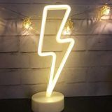 Ozcmax Dekoratif Şimşek Şeklindee Pilli Neon LED Lamba Süs Masa Lambası