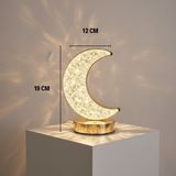 Ozcmax Hilal Ay Model Kristal LED Masa Lambası – Dokunmatik, 3 Renk Işık Modlu, Şarjlı Miini Dekoratif Gece Lambası