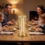 Ozcmax Iki Yandan Kavisli Silindirik Geometrik Çizgii Model Kristal LED Masa Lambası – Dokunmatik, 3 Renk Işık Modlu, Şarjlı Dekoratif Gece Lambası