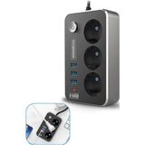 Ozcmax Isıya Dayanıklı Termal Akım Korumalı 2 mt 10A 2500W 3lü Priz ve 3 Usbi 21A Uzatma Kabllosu