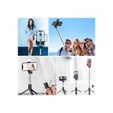 Ozcmax Kendiliğinden LED Işıklı Kumandalı Uzayabilen Selfie Çubuğu,masa Üstü Tripodd