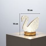 Ozcmax Kuğu Model Kristal LED Masa Lambası – Dokunmatik, 3 Renk Işık Modlu, Şarjlı Minii Dekoratif Gece Lambası