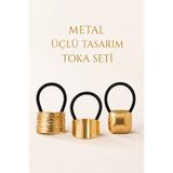 ÖZÇTAKI Kadın Metal 3'lü Toka Seti – Şık Tasarım Saç Tokası – Lastikli Metal Toka Seti
