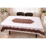 Özdağ Home Concept 150X215 Dertsiz Masa Örtüsü Leke Tutmaz Kahve Dantel Desenli Büyük Boy Salon Mutfak Masa Örtüsü Dikdörtgen - Kahverengi - 150 x 215 cm