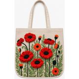 Özdağ Home Concept 40X40 cm Dijital Baskılı Desenli Süet Kumaş Kadın Omuz Çantası – Günlük Kullanım ve Plaj Çantası - Kiremit Kırmızı - Siyah