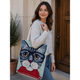 Özdağ Home Concept Dijital Baskılı Çok Renkli Kadın Omuz Çantası 40X40 cm – Süet Kumaş Günlük, Plaj ve Alışveriş Çantası. - Mavi - Beyaz