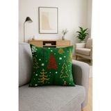 Özdağ Home Concept Yılbaşı Desenli Dekoratif Çift Taraflı Kırlent Kılıfı – Duck Kumaş 43X43 cm - Yeşil - 43 x 43 cm