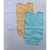 Özdemirli Bebe 3 Lü Paket Askılı Çıtçıtlı Badi - 2 - 3 Yaş - Beyaz - Sarı