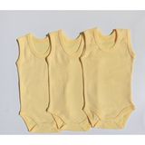 Özdemirli Bebe Jakarlı Klimalı Askılı Çıtçıtlı Badi 3 Lü Paket - 1 - 2 Yaş - Sarı