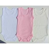 Özdemirli Bebe Jakarlı Klimalı Askılı Çıtçıtlı Badi 3 Lü Paket - 9 - 12 Ay - Beyaz - Krem - Pembe