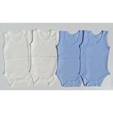Özdemirli Bebe Jakarlı Klimalı Askılı Çıtçıtlı Badi 4 Lü Paket - 3 - 4 Yaş - Krem Rengi - Mavi