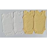 Özdemirli Bebe Jakarlı Klimalı Askılı Çıtçıtlı Badi 4 Lü Paket - 6 - 9 Ay - Krem - Sarı