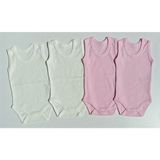 Özdemirli Bebe Jakarlı Klimalı Askılı Çıtçıtlı Badi 4 Lü Paket - 9 - 12 Ay - Krem - Pembe