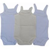 Özdemirli Bebe Jakarlı Klimalı Ip Askılı Çıtçıtlı Badi (3 Lü Paket) - 6 - 9 Ay - Beyaz - Krem Rengi