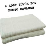 Özdilek 2 Adet Büyük Boy Banyo Havlusu 90X150 cm Devon - 90 x 150 cm - Açık Krem